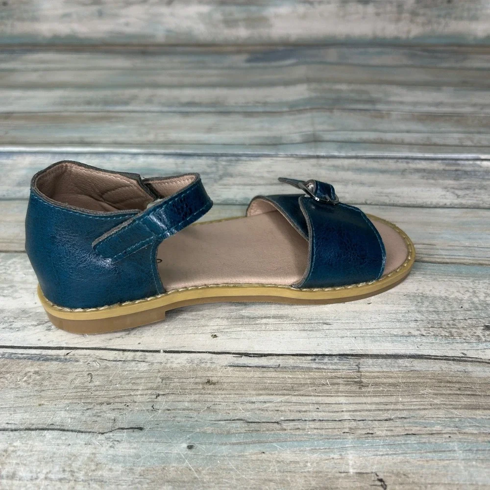 Monkey Feet‎ Leather Sandals Size 4-5y Strappy Blue Girls